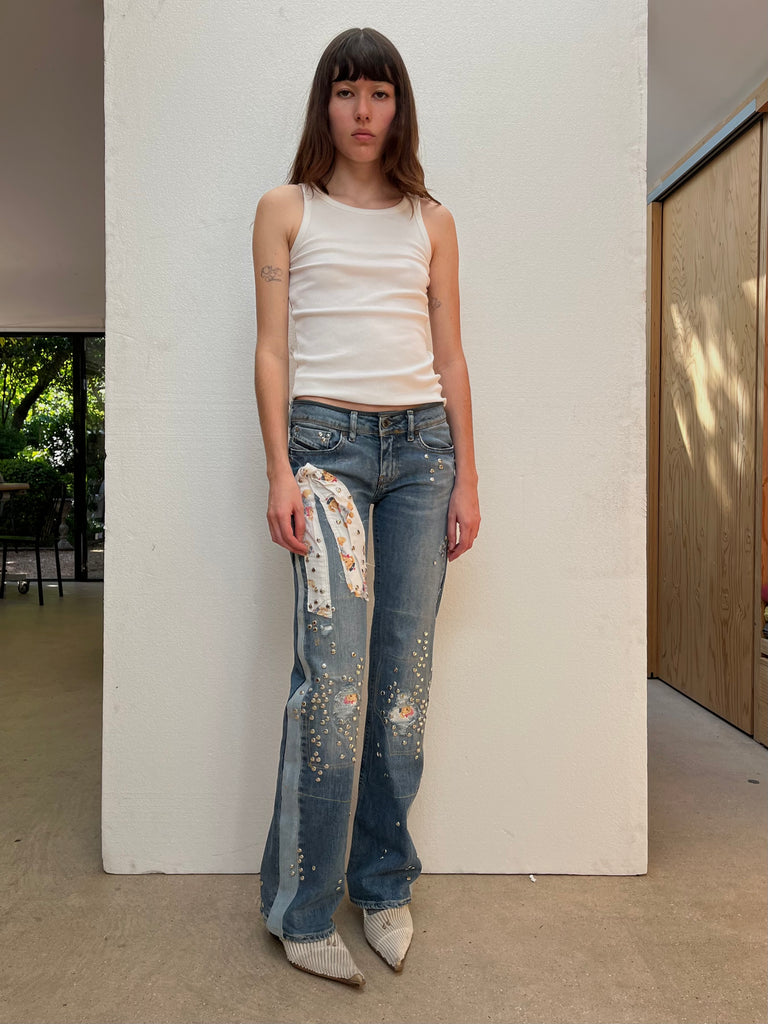 Studded teddy jeans