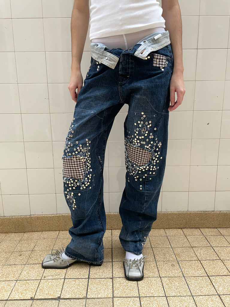 Plaid Studded jeans