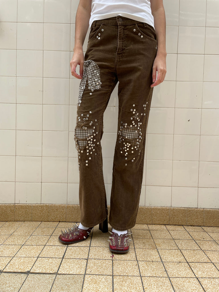 Studded corduroy trousers