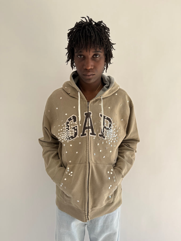 Beige studded hoodie