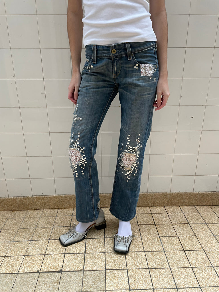 Studded Floral jeans