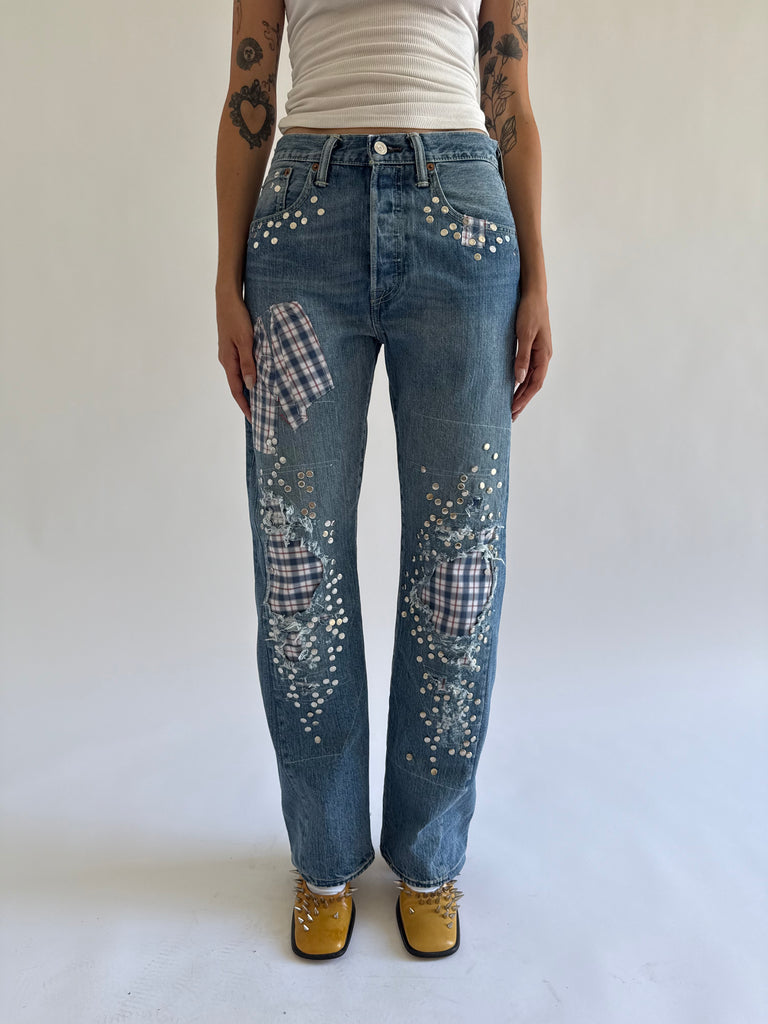 Bow studded jeans
