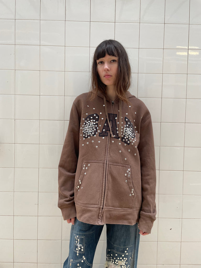 Brown studded hoodie