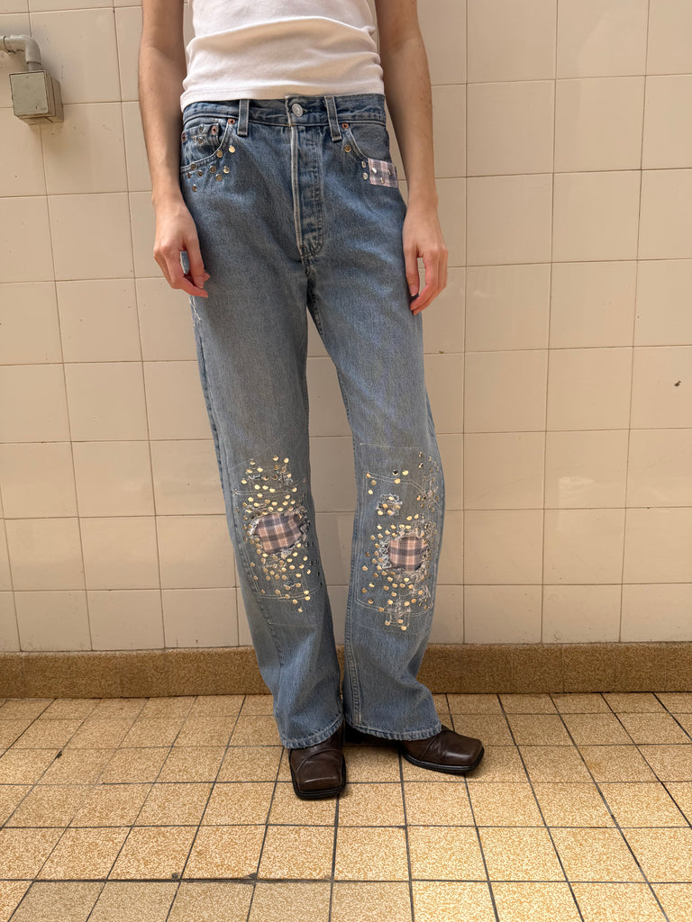 Straight Leg Studded Jeans S