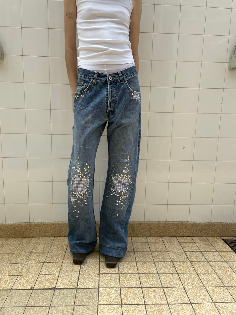 Studded denim jeans