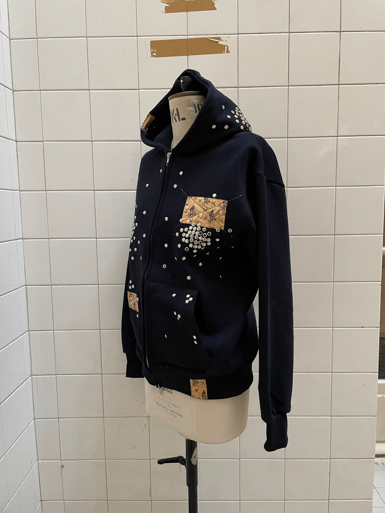 Dark blue studded hoodie