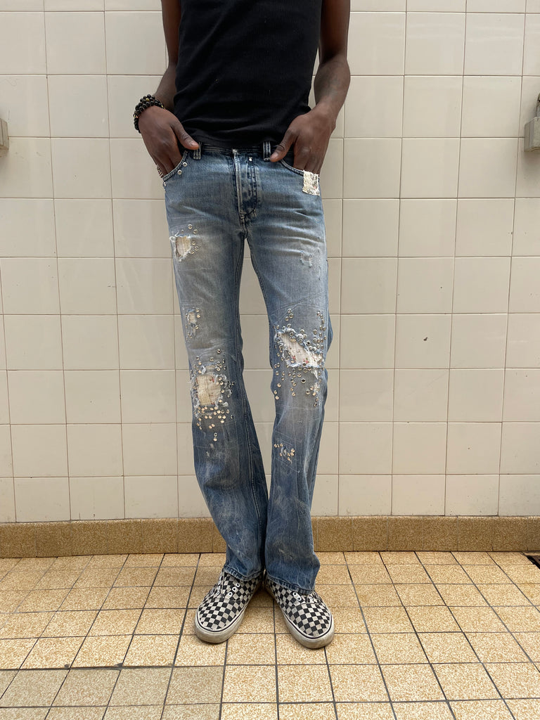 Studded floral jeans