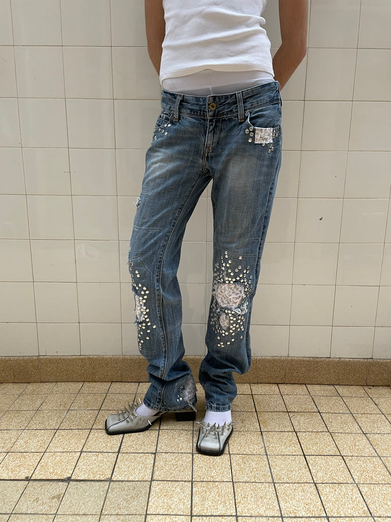 Studded butterfly jeans