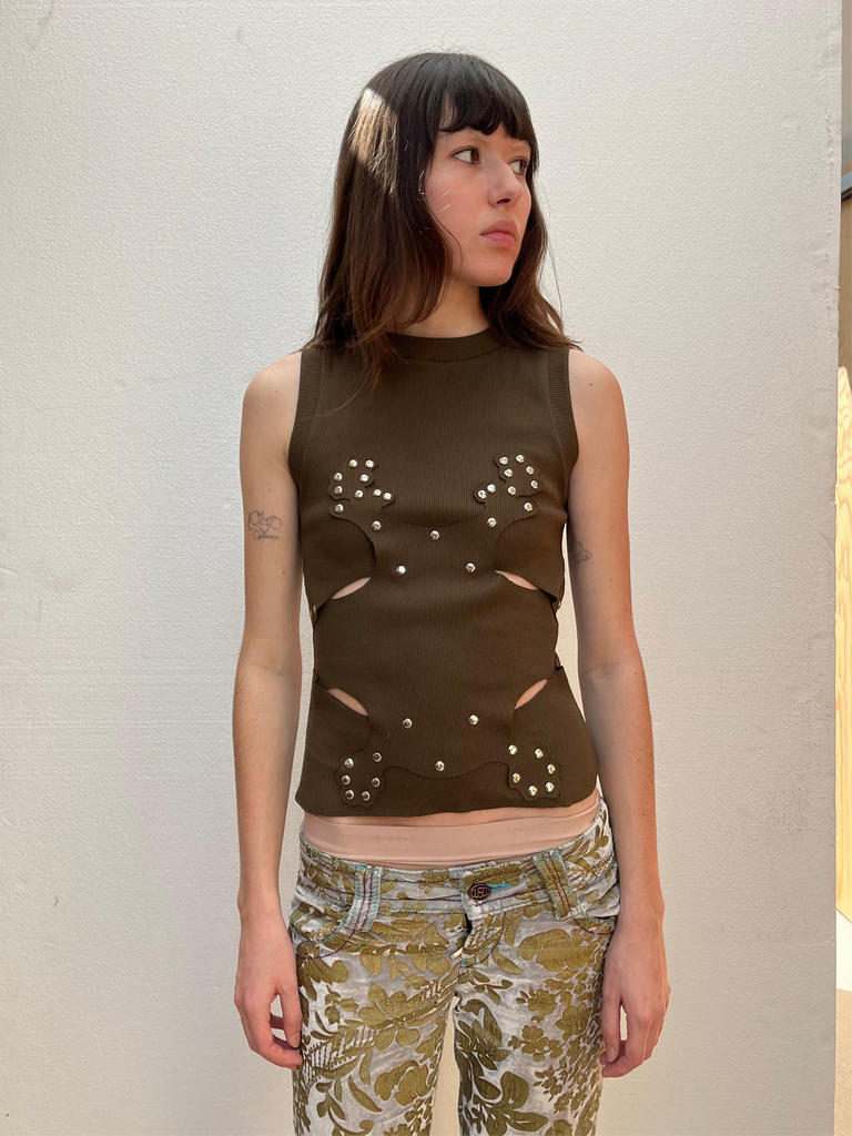 Orchid top khaki
