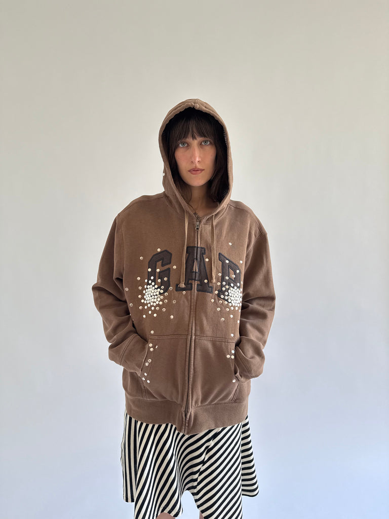 Brown studded hoodie