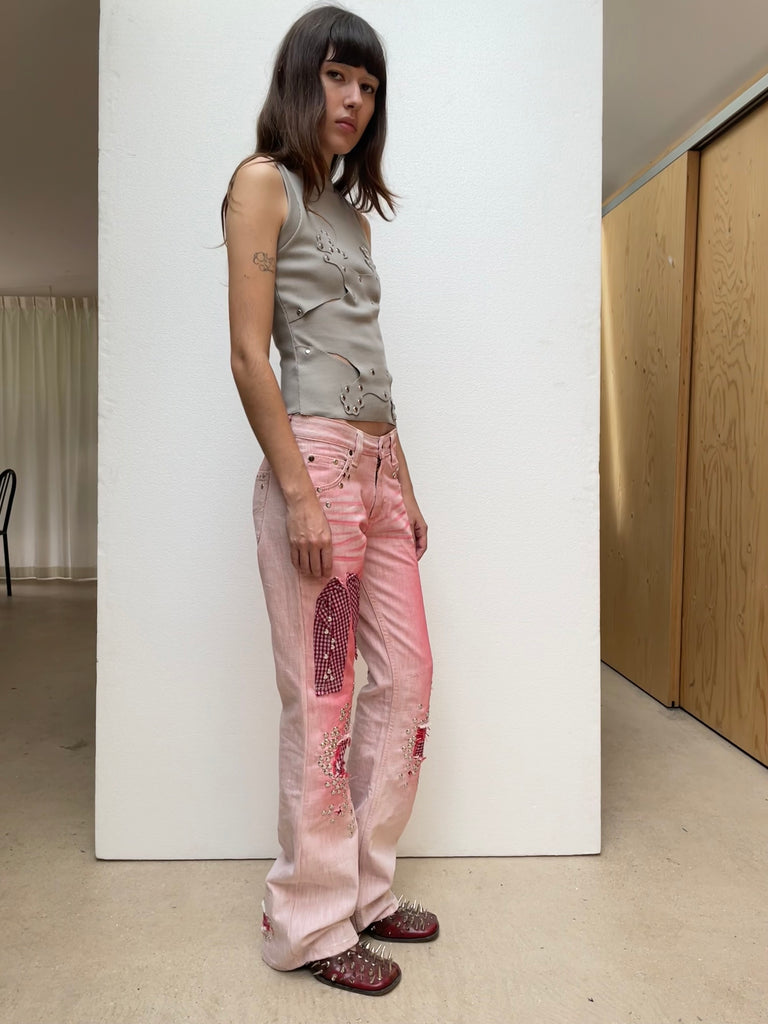 Pink studded jeans