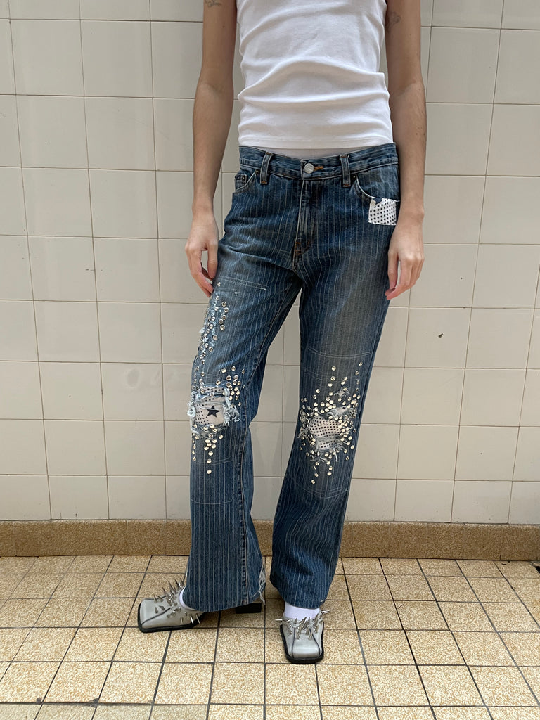 Stripes and stars studded jean