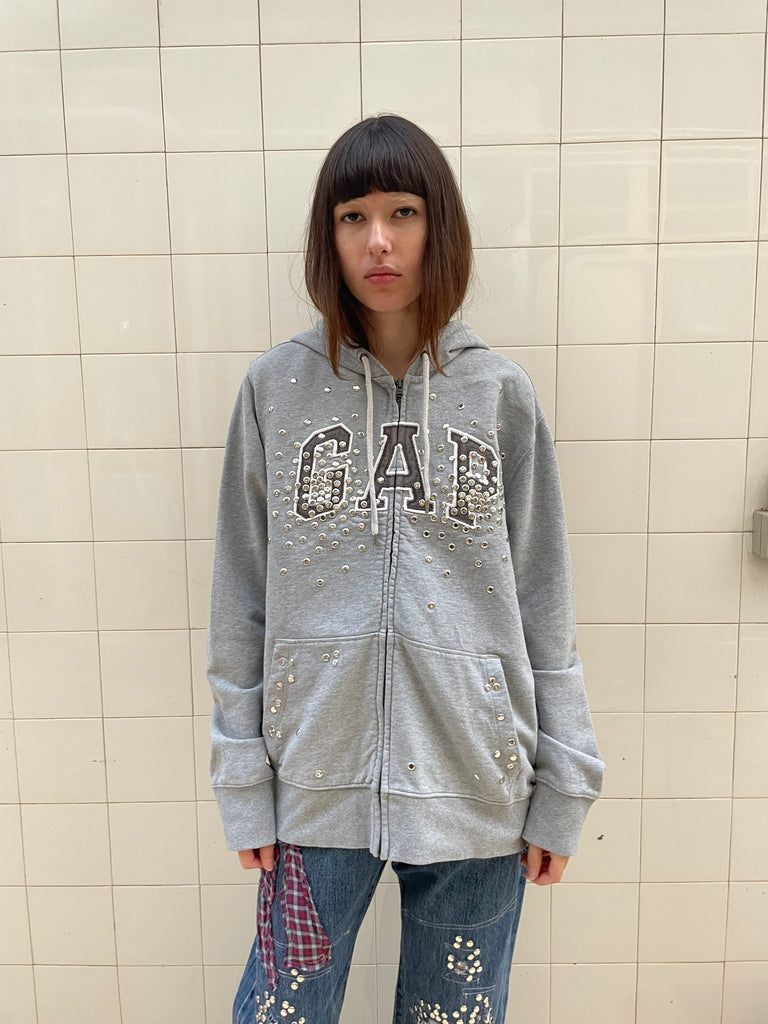 Grey studded hoodie